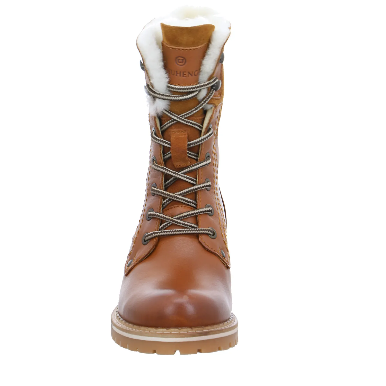SCHUHENGEL Boot Cognac Leder  mit Woll- & Lammfellfutter