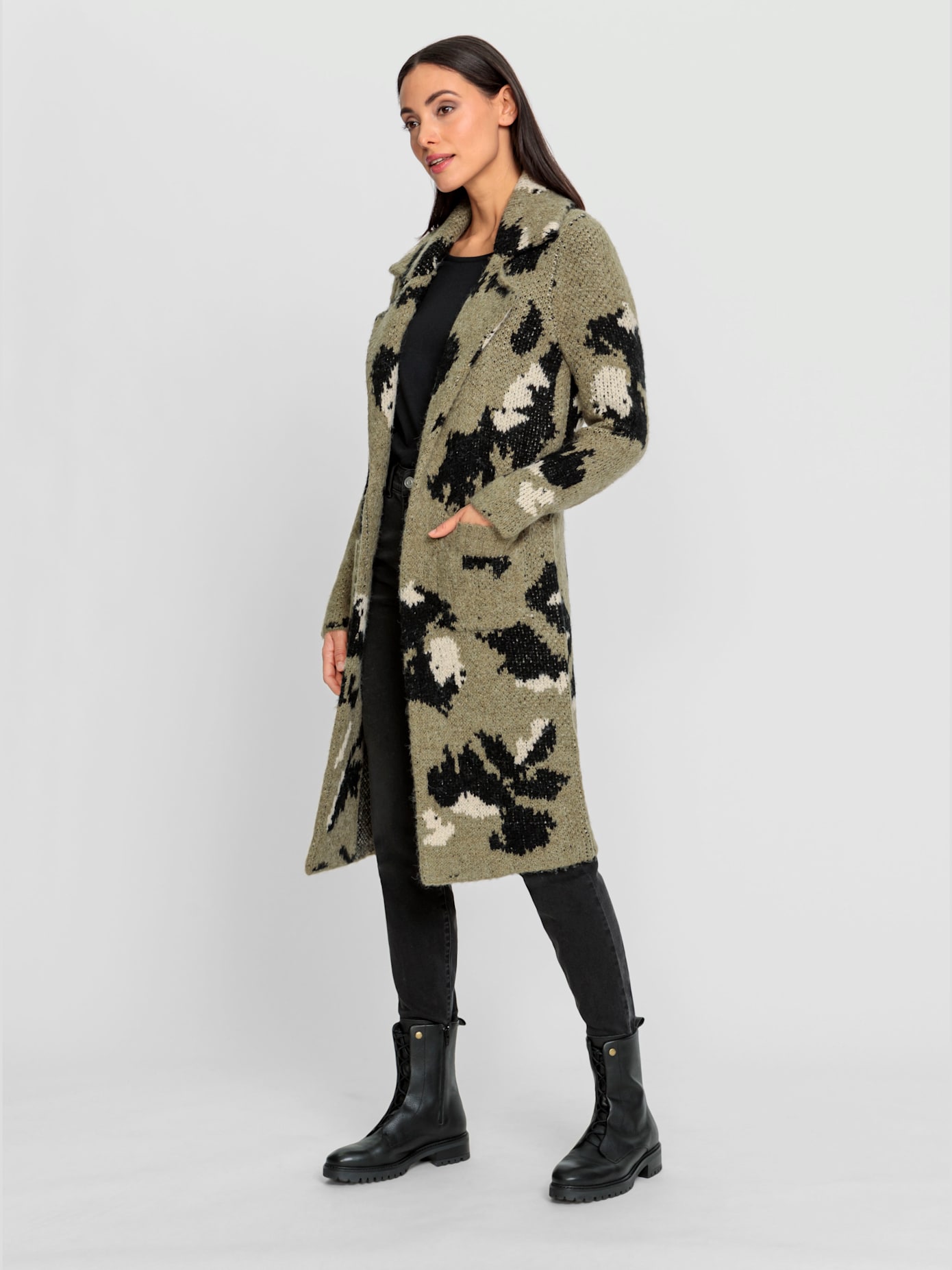 Manteau en tricot tricot jacquard de qualité