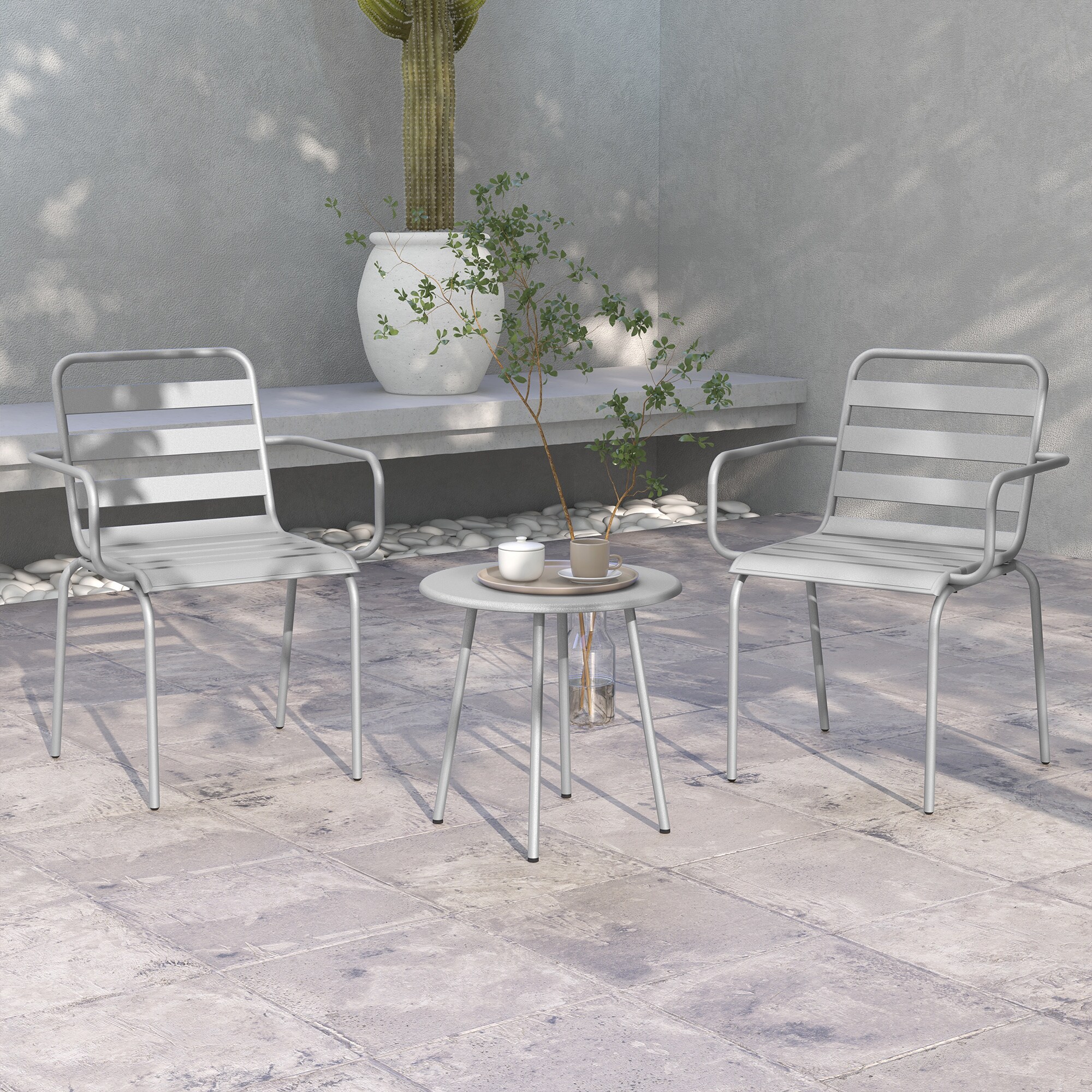 Outsunny Gartenmöbel-Set mit 2 Stühlen grün 51L x 58B x 78H cm