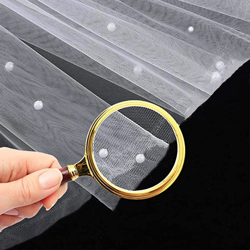 (45cm) Braut Schleier Perlen Haarschmuck Junggesellinnenabschied Zweischichtiger Tüll Schleier mit Kamm - Weiss