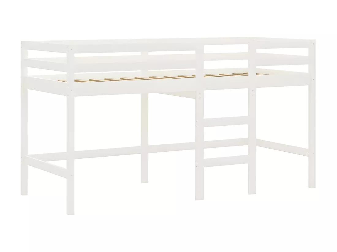 Lit mezzanine enfants et tunnel blanc/noir 90x200 cm pin massif