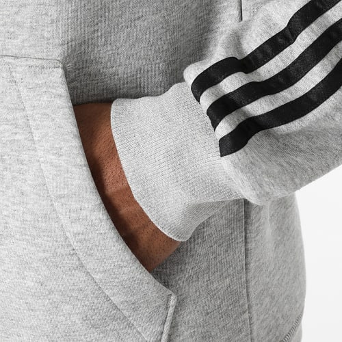 Sweat Capuche A Bandes 3 Stripes GK9084 Gris Chiné