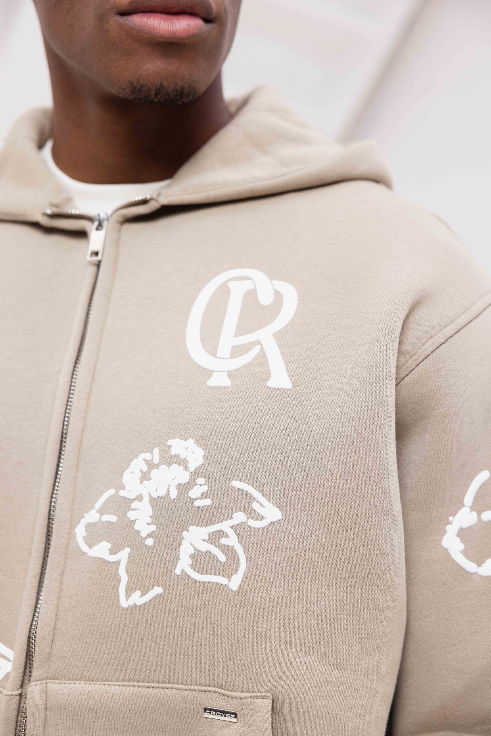 Croyez Flower Zip-Hoodie Heren Beige