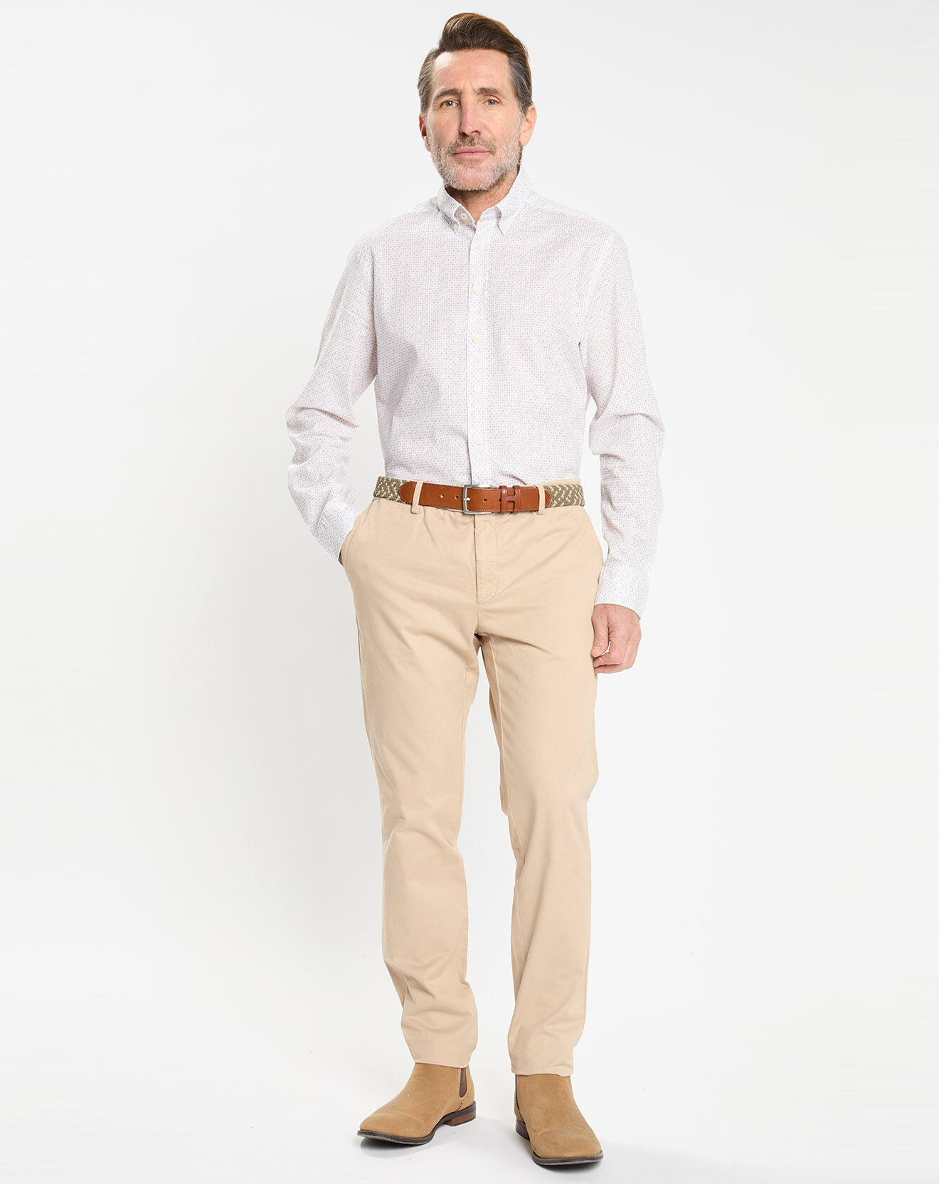 Hackett London Chemise Slim Fit à imprimé foulard blanche