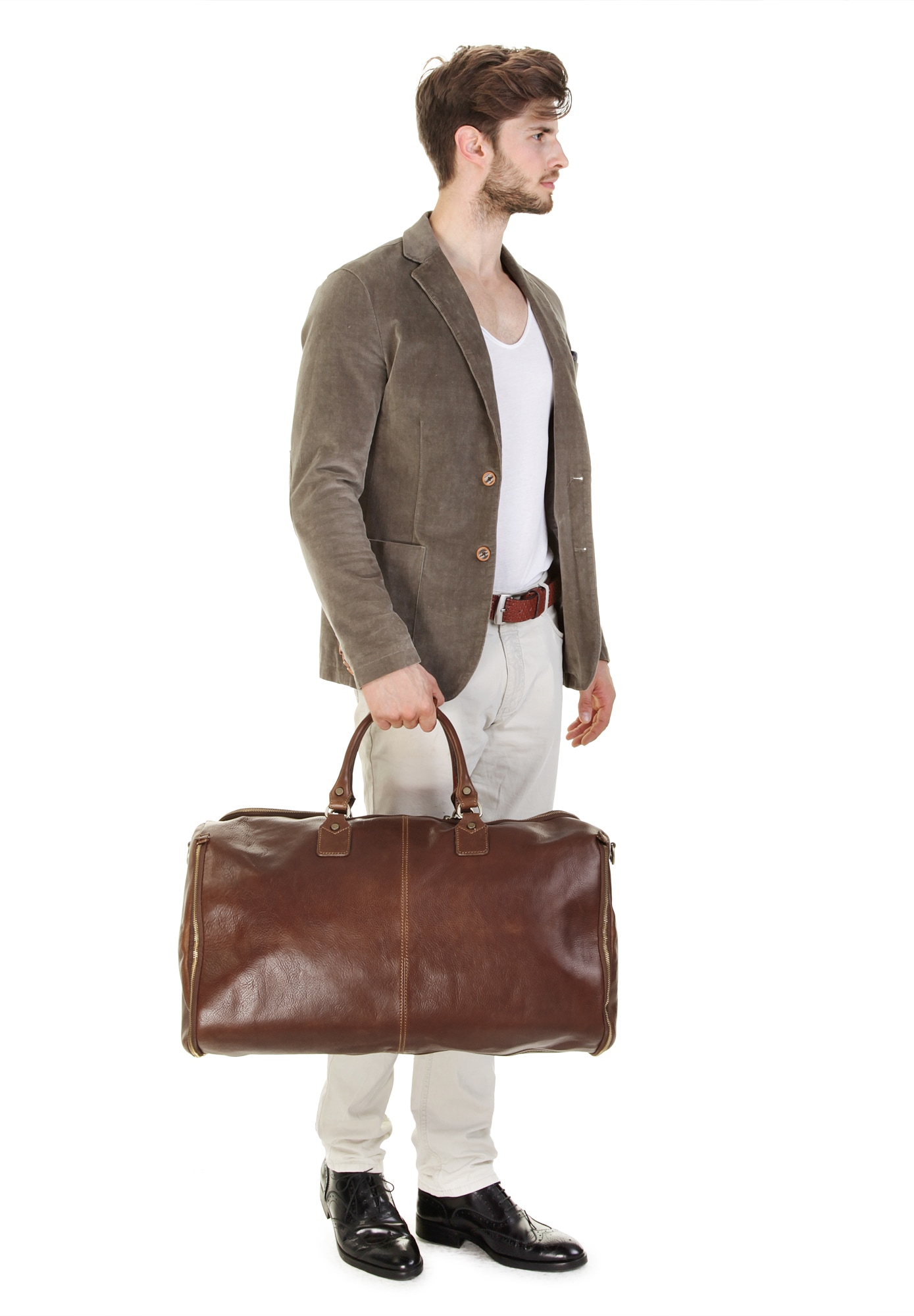 Piké Reisetasche echt Leder, Made in Italy