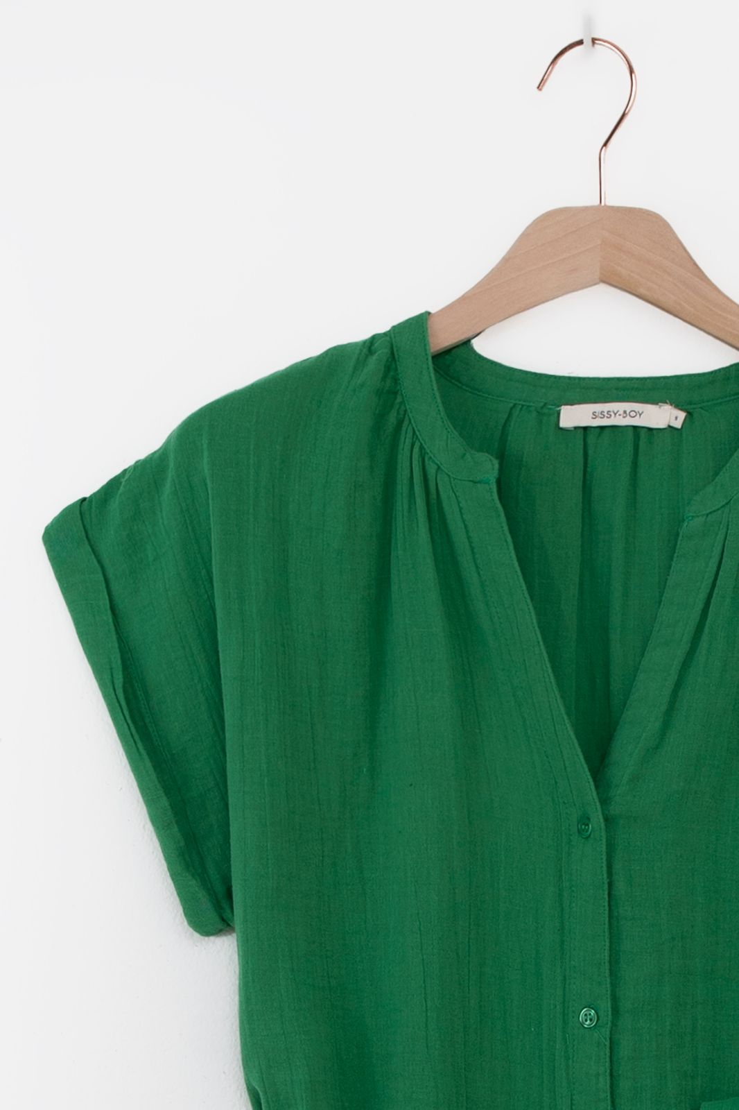 Groene mousseline midi jurk met riem