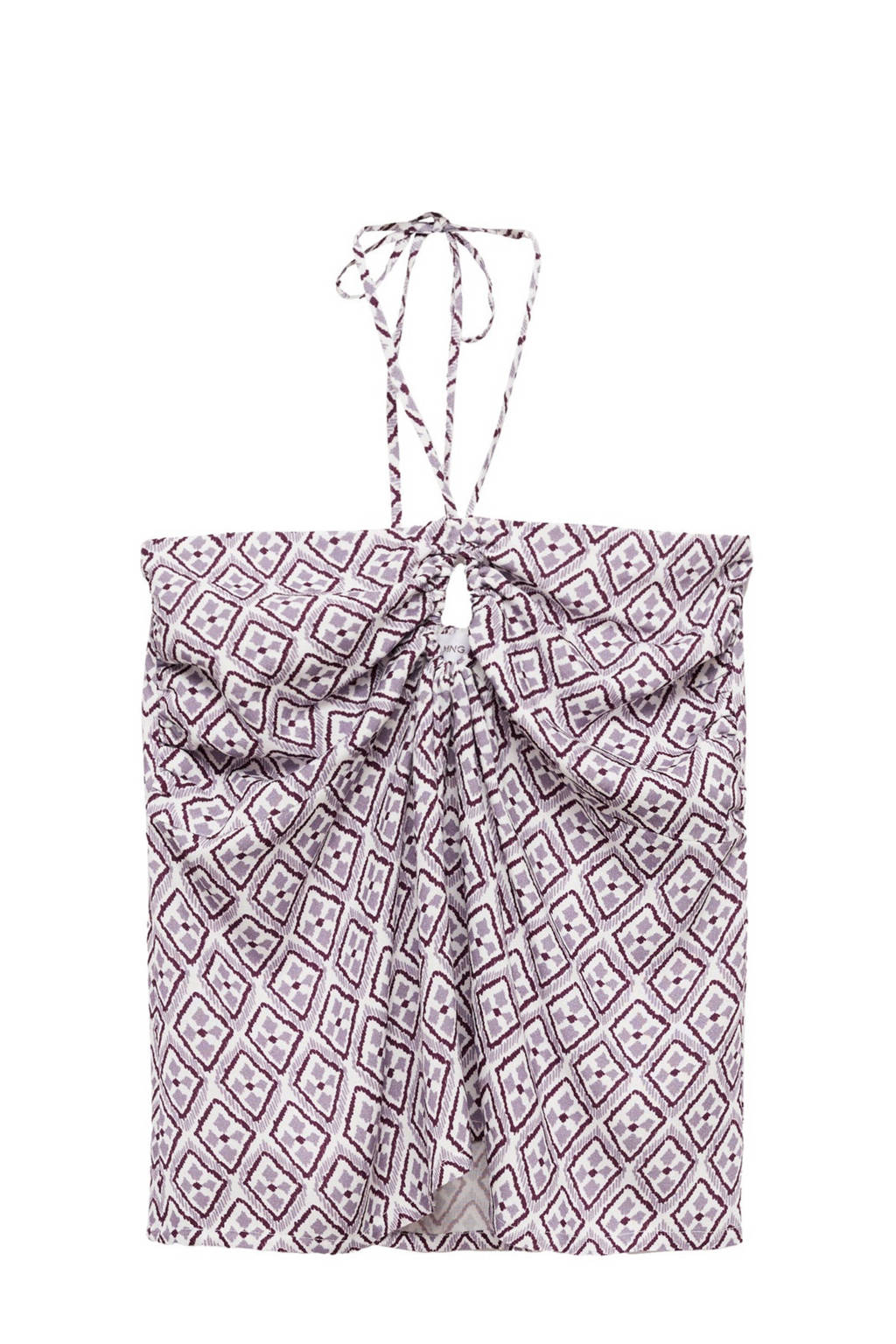 MANGO TEEN haltertop met all over print lila