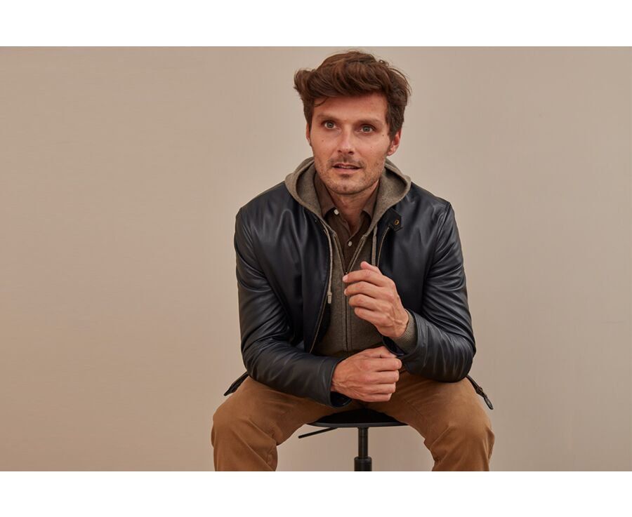 Blouson cuir homme Noir - CARTER
