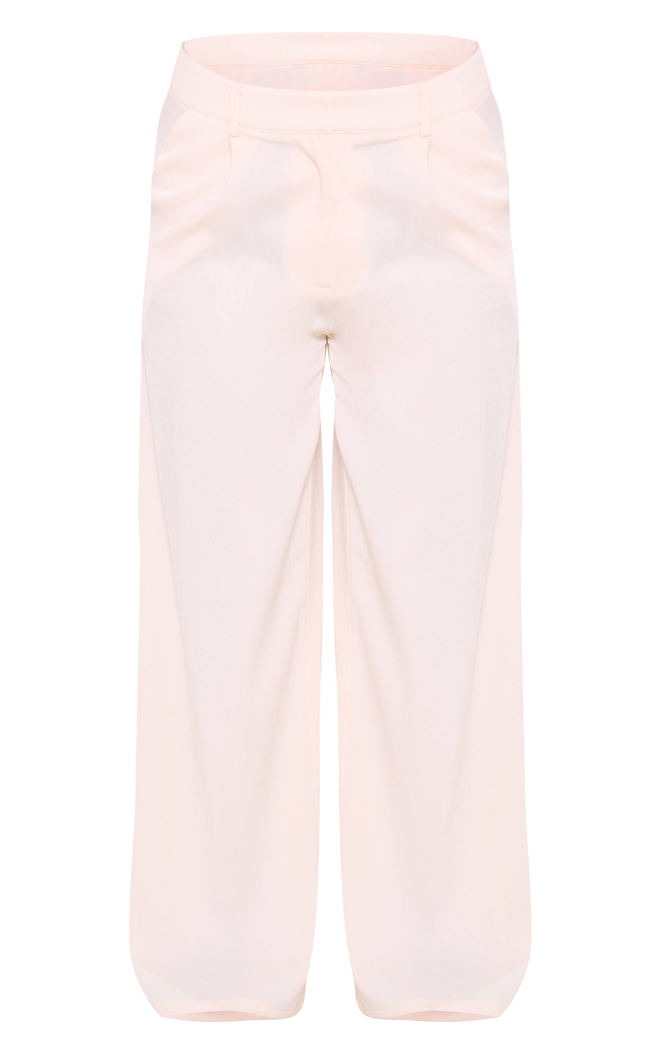 Crème Pantalon Tailleur Droit Haut De Gamme À Pinces