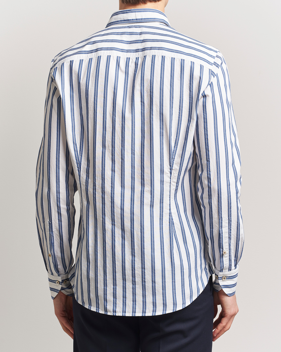 Stenströms Slimline Striped Casual Shirt Blue/White