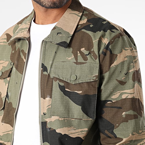 Veste Zippée Vert Kaki Marron Camouflage