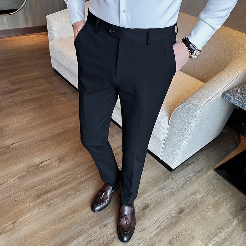 Blueforce - Mid Rise Plain Tapered Dress Pants