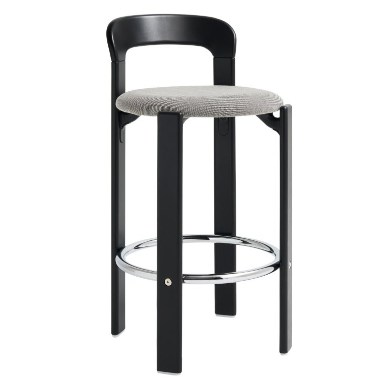 Hay Rey barkruk 65 gestoffeerd Deep Black gelakt beuken