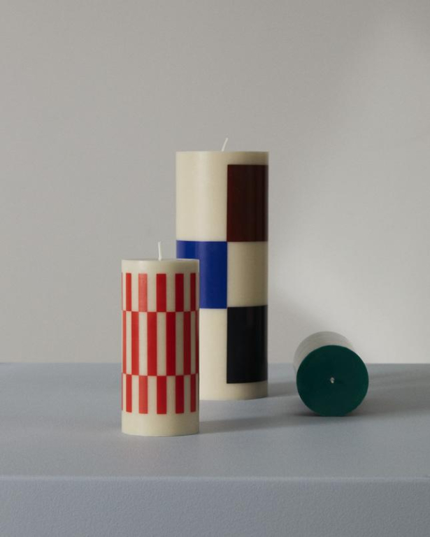 Hay Column kaars small Grey and Blue
