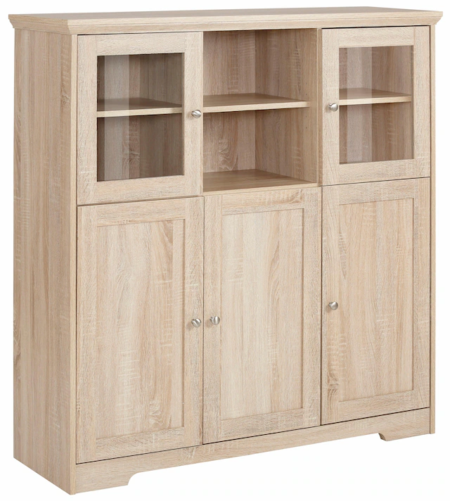 Home affaire Highboard »Nanna« Vitrine in Eichen-Optik, Breite 118 cm