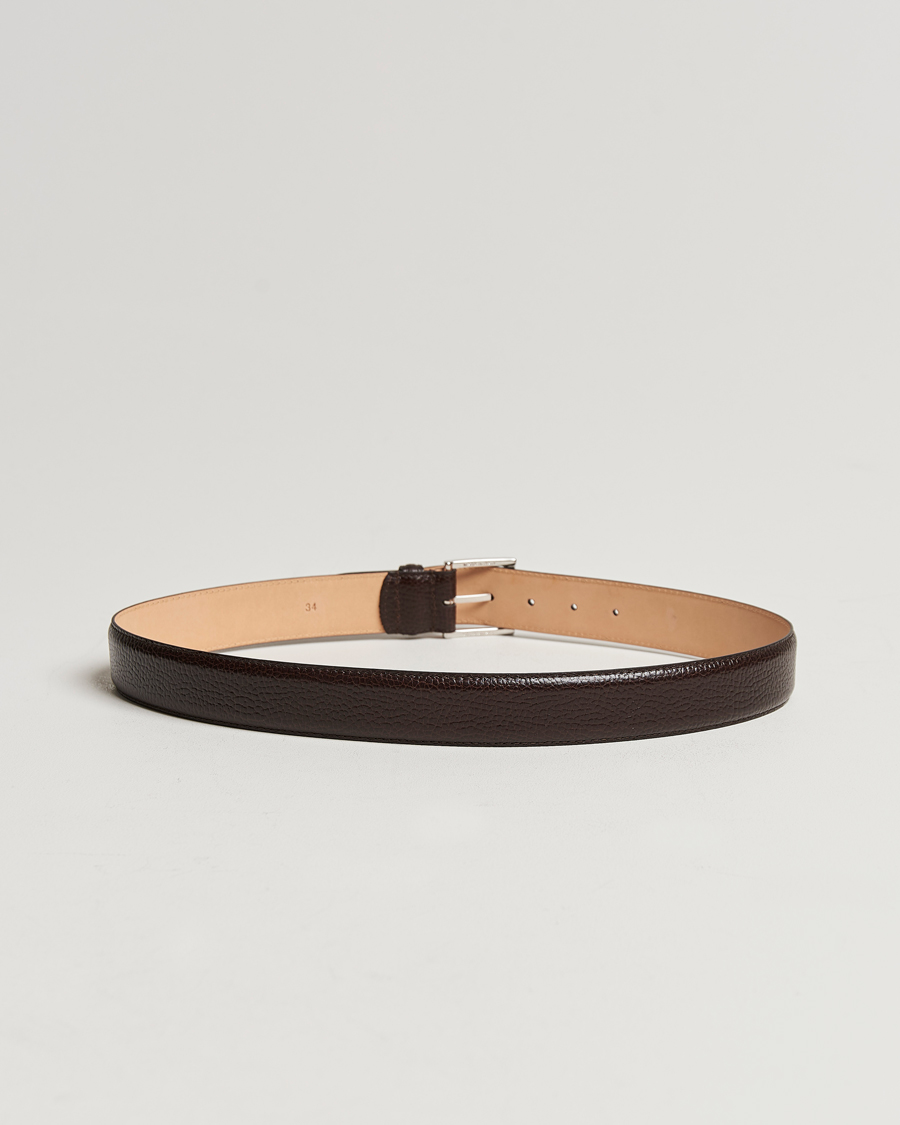 Crockett & Jones Belt 3,5 cm Dark Brown Grained Calf