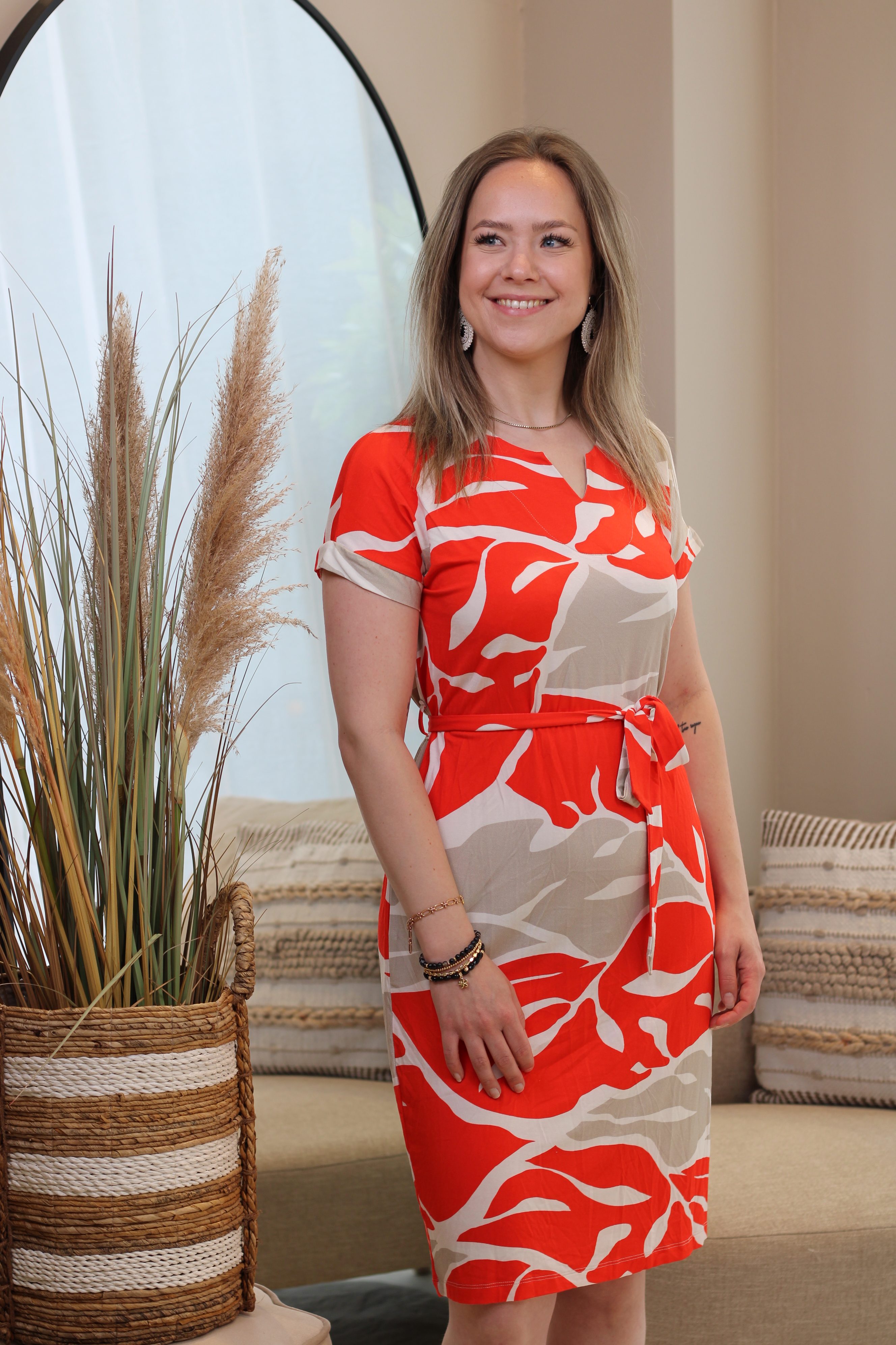 Zoso - Claire Printed Dress - Orange/Sand