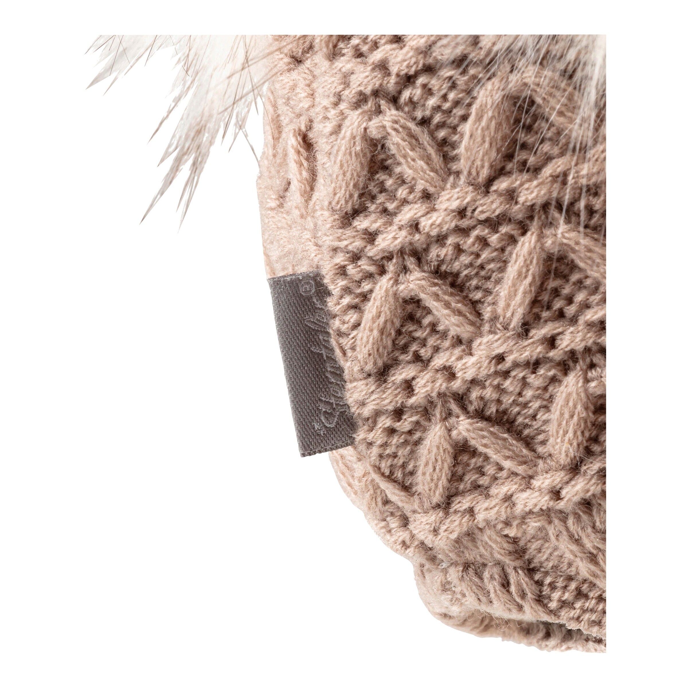 Sterntaler Winter-Strickmütze Bommel beige/natur