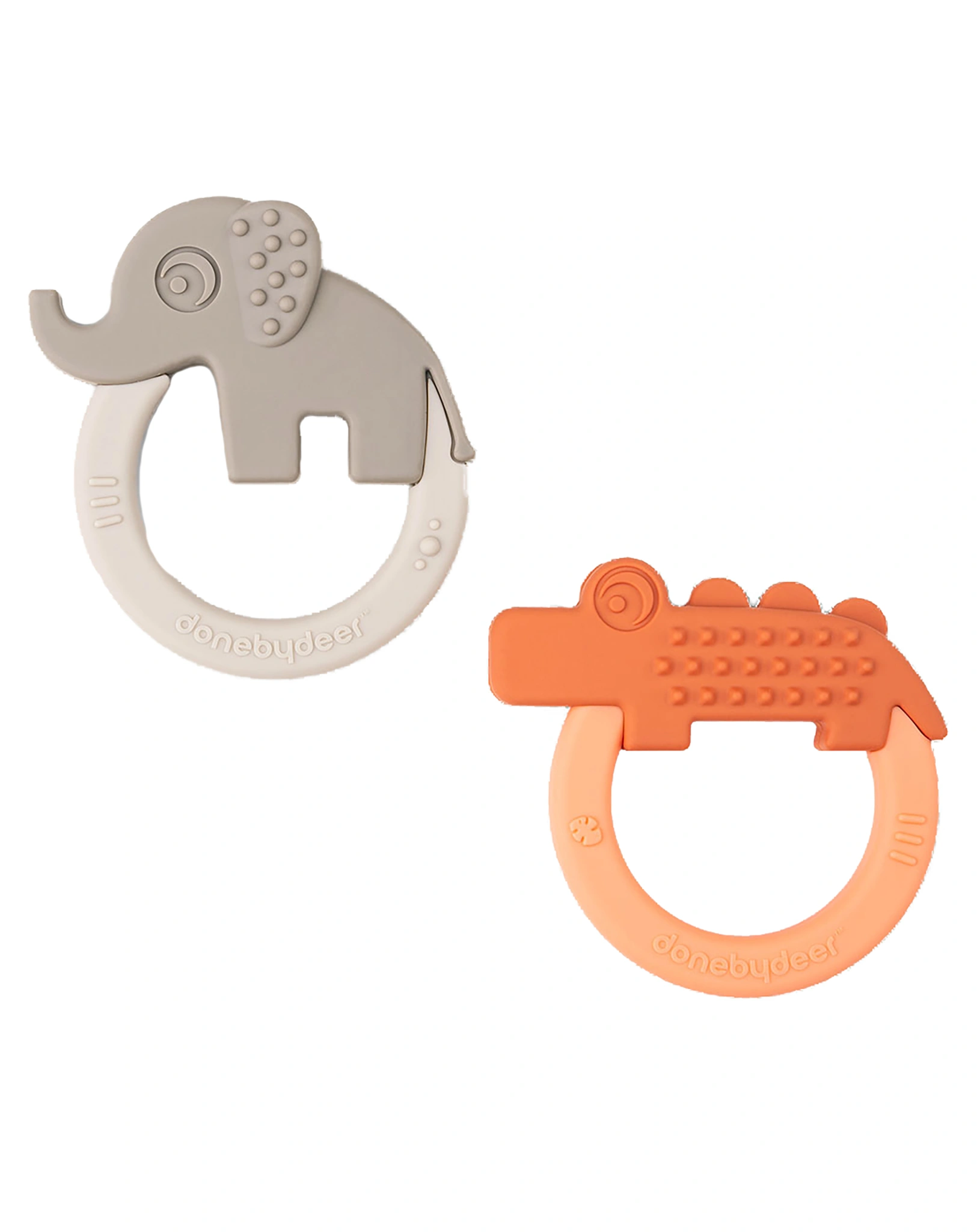 Silikon-Beißring DEER FRIENDS 2er-Set in papaya/sand
