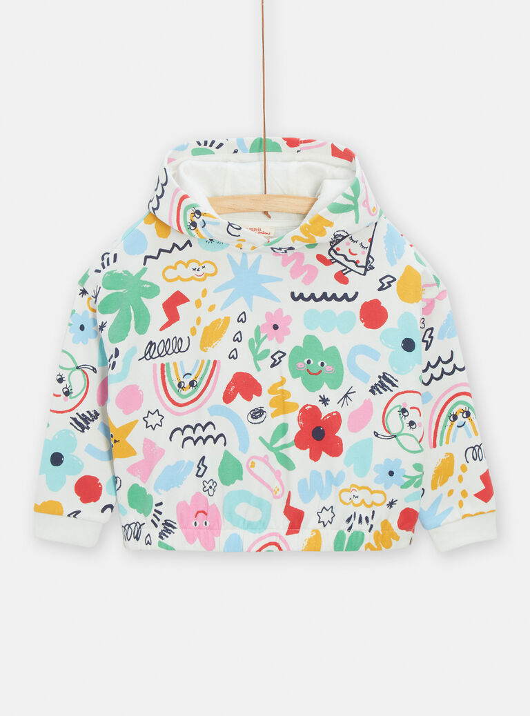 Sweat à capuche à imprimé fantaisie pour fille