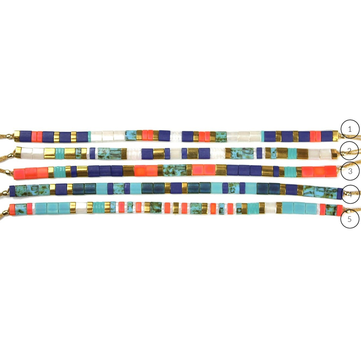 Bracelet Claire BERTEAU Coral Perles plates en verre 2