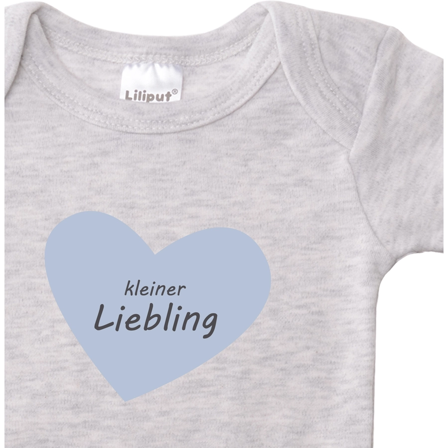 Liliput Baby-Bodies kleiner Liebling grau-melange blau gestreift