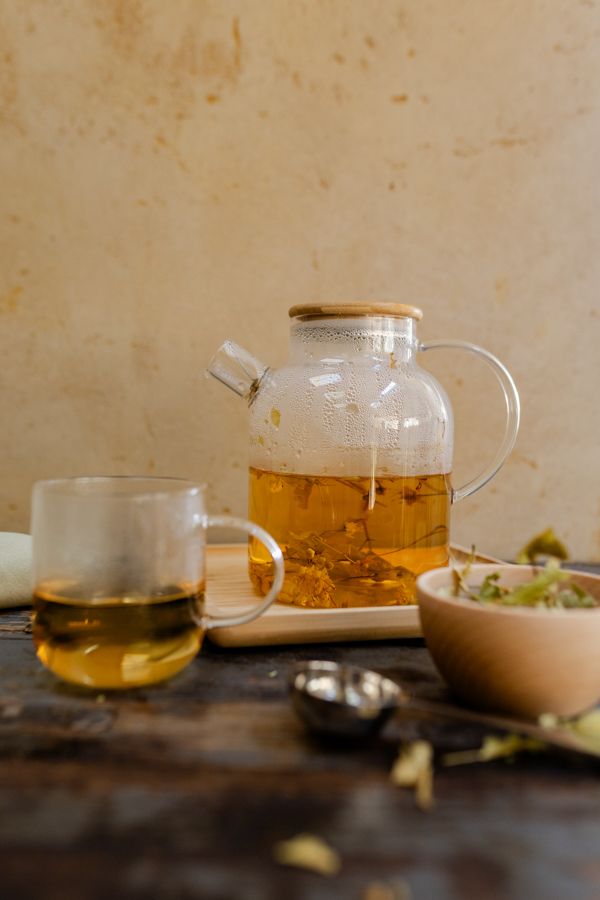 Theepot met bamboe deksel, glas, 1,6 l