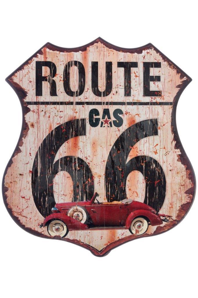 Metallschild - Route 66 Gas - 34x30 cm