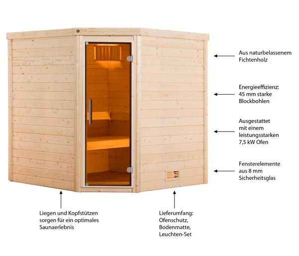 Weka Sauna Turku mit Glastür inkl. Ofen, ca.