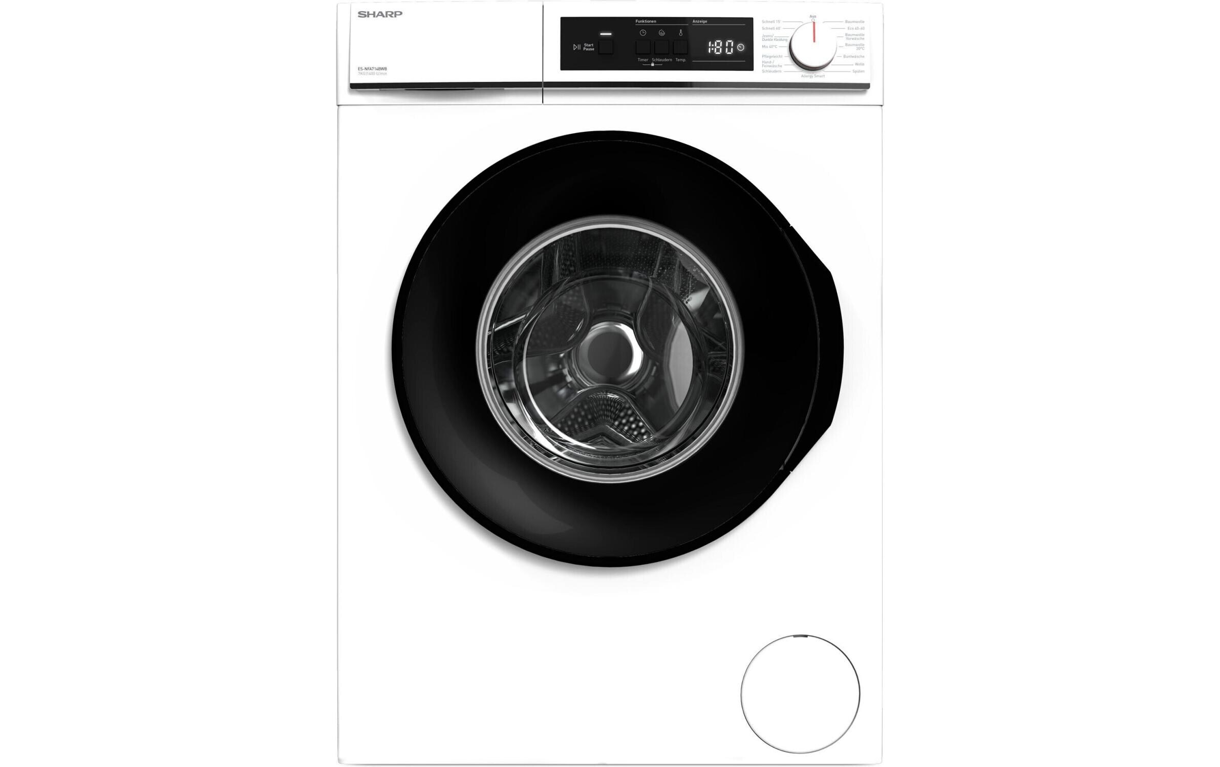 Waschmaschine ES-NFA714BWB-CH Links<br>Frontloader mit 7 kg Ladekapazität