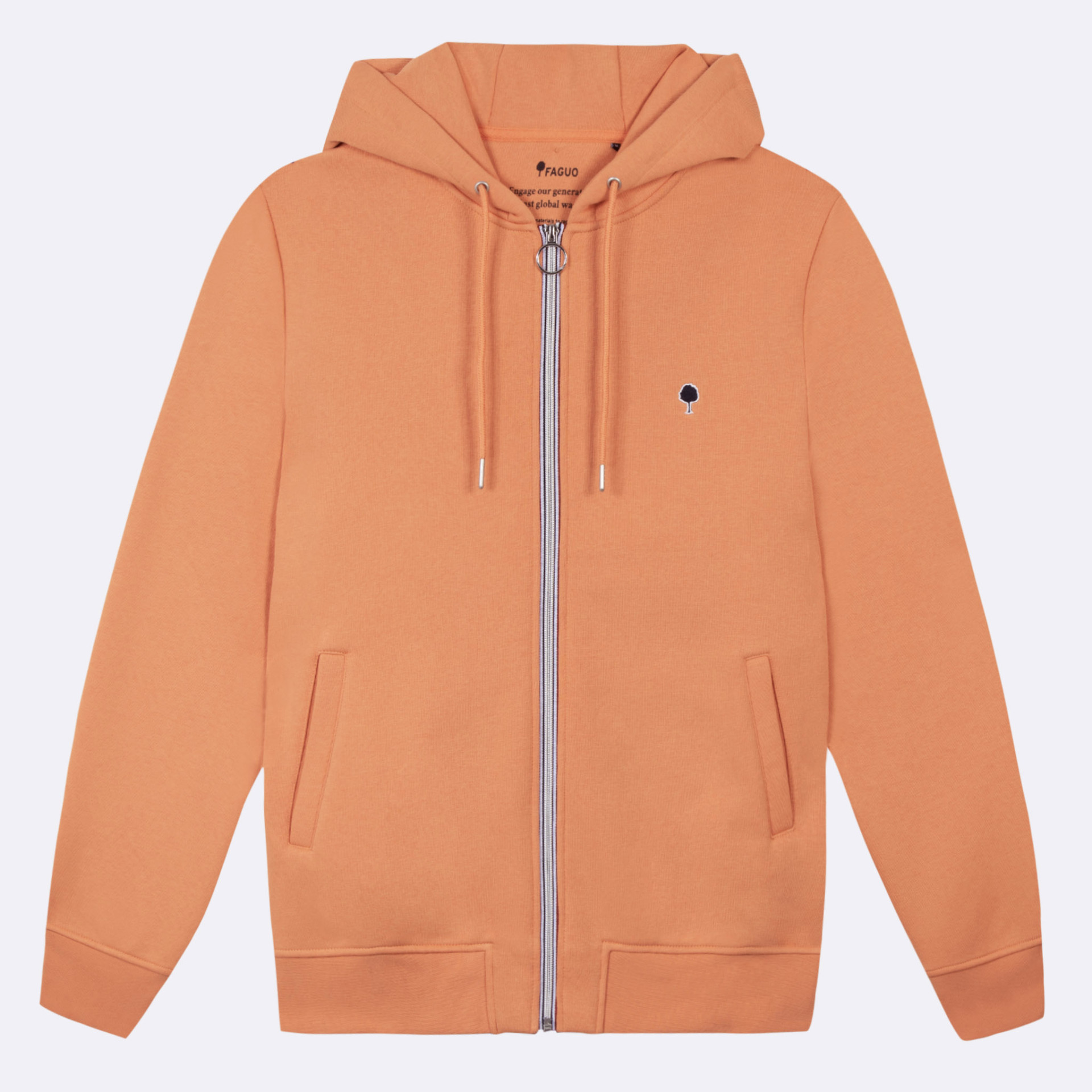 Sweat à capuche orange zip tricolore coton et coton recyclé - modèle mesnil