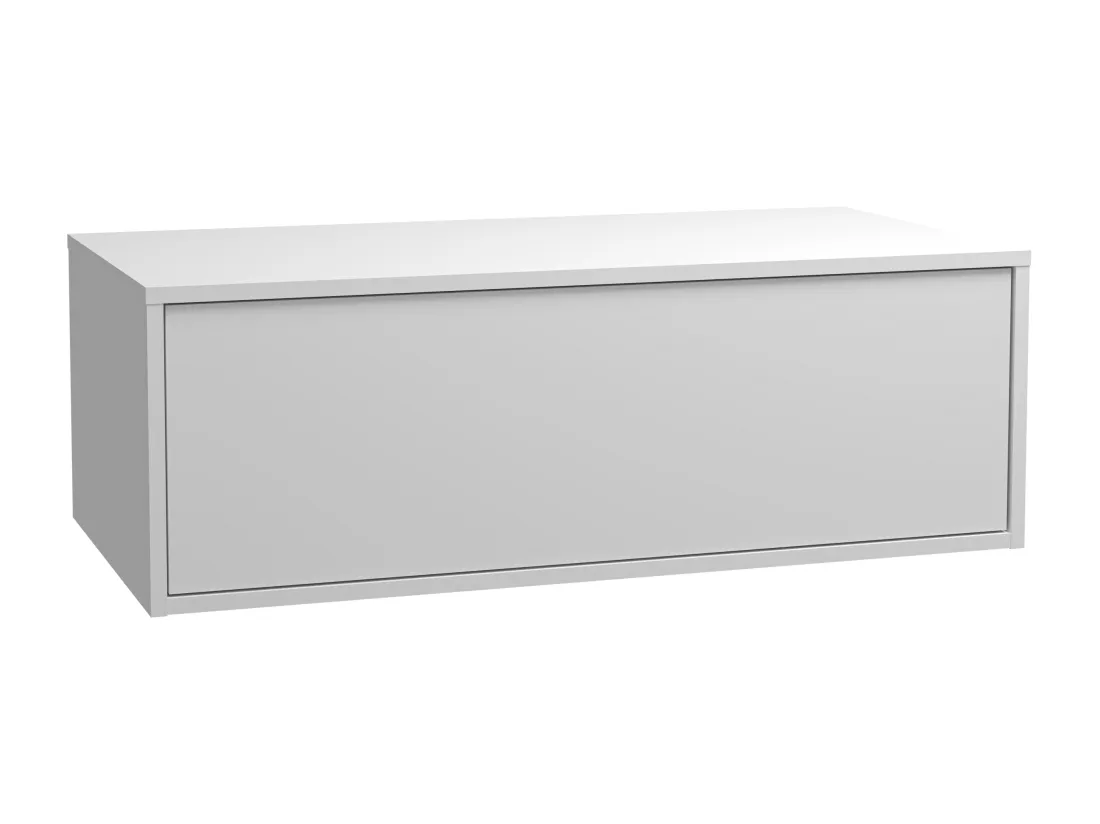 Meuble de salle de bain suspendu blanc avec simple vasque ronde - 94 cm - TEANA II
