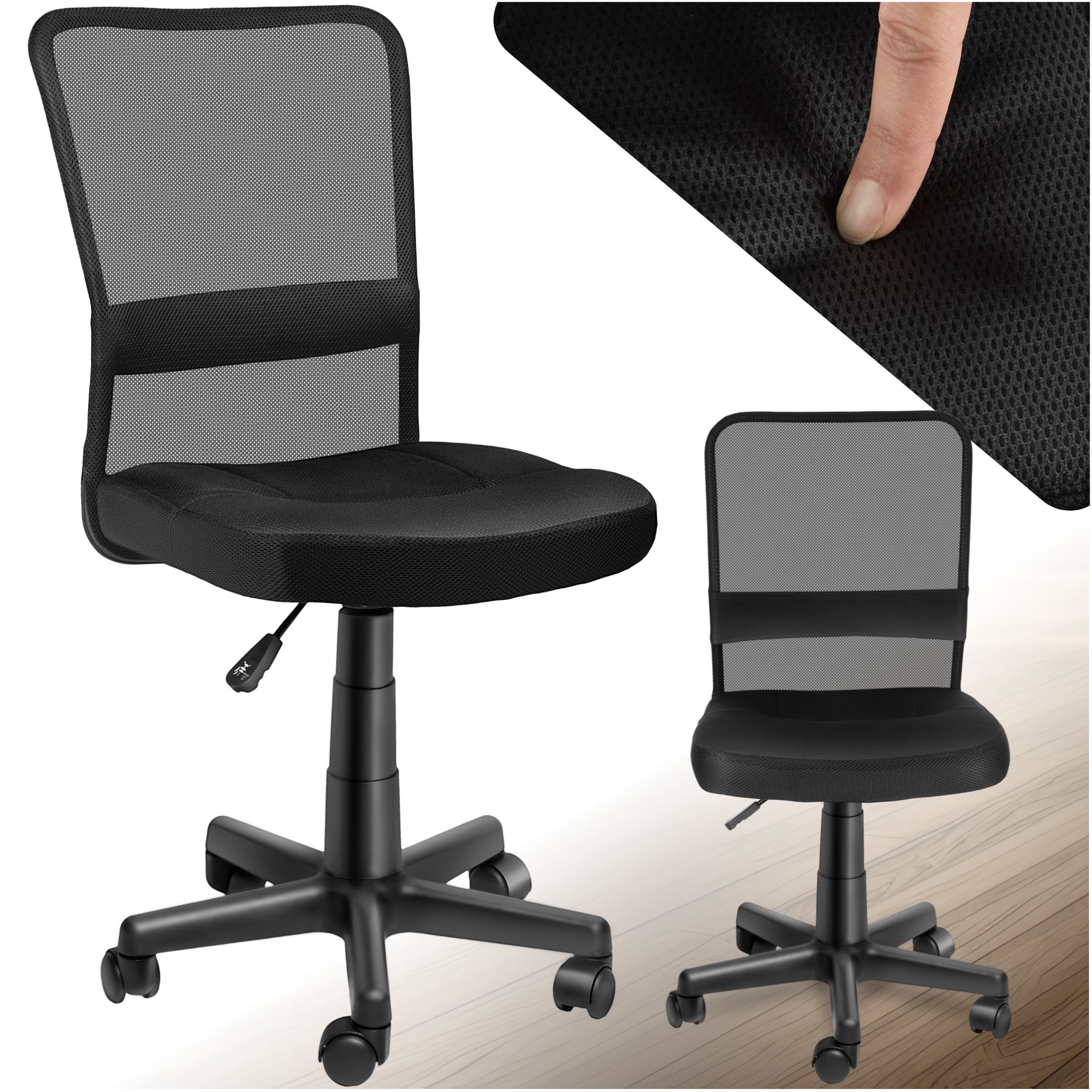 tectake® Bürostuhl, ergonomische Form, mit Netzstoffbezug, stufenlos höhenverstellbar