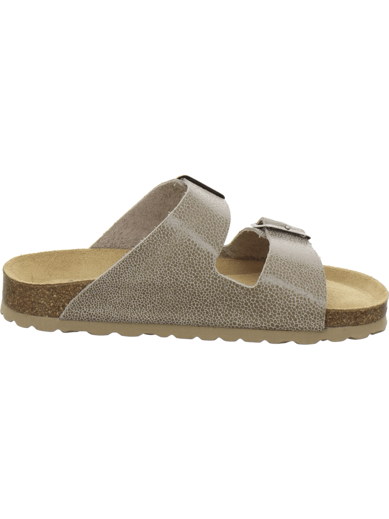 Pantoletten Damen Zweischnaller beige-reptil