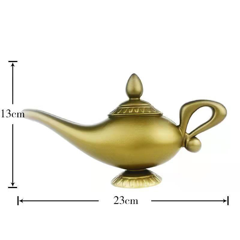 (23x13cm) Aladdin Wunderlampe Fasnachts Kostüm Zubehör Motto Party Accessoire 1001 Nacht Halloween Foto Requisite - Gold