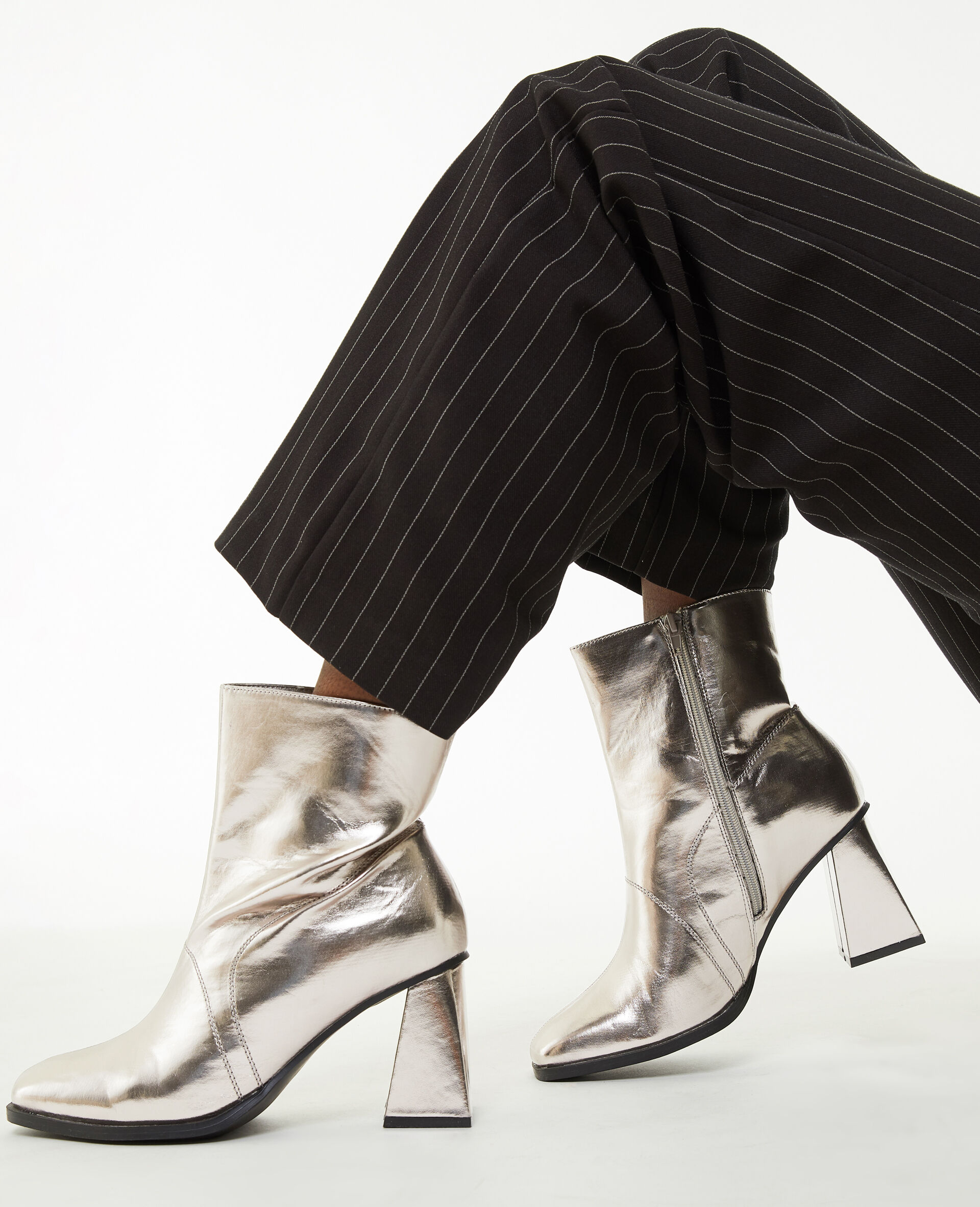 Boots bouts carrés avec talons trapèze - Cuivré