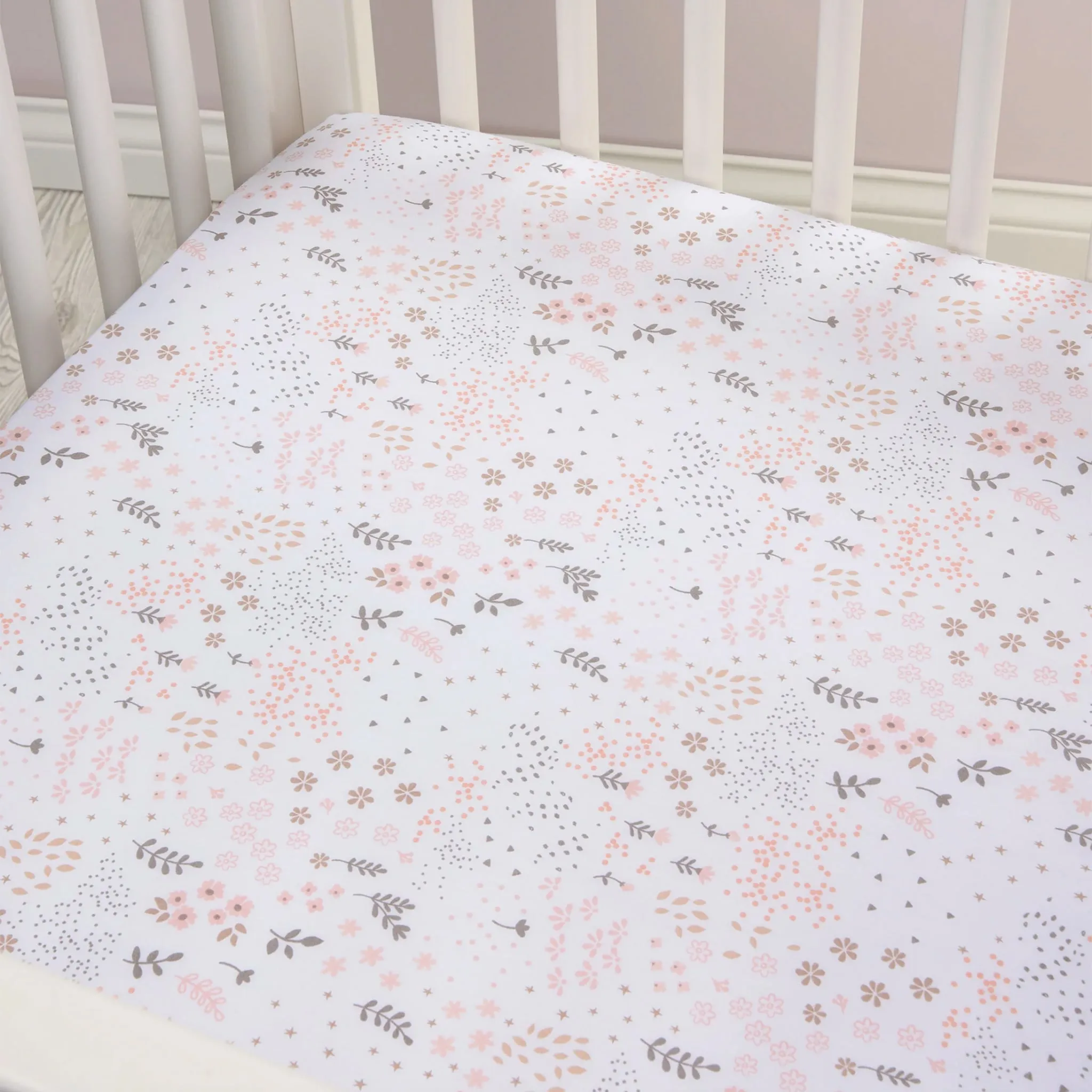 Trend Lab Drap Contour pour Lit de Bébé - Fleurs Blush