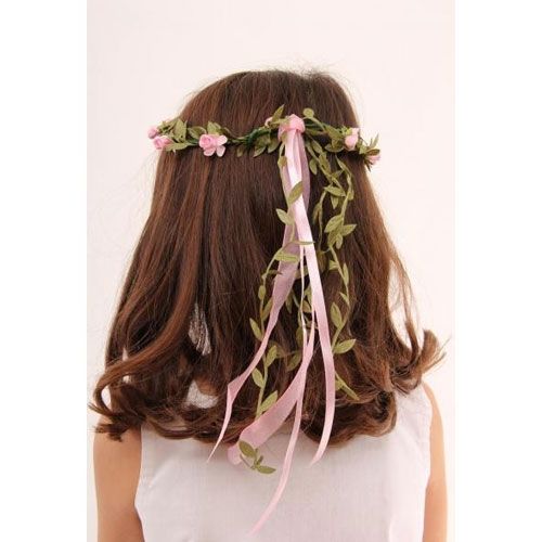 Haarkrans halo roosjes - roze
