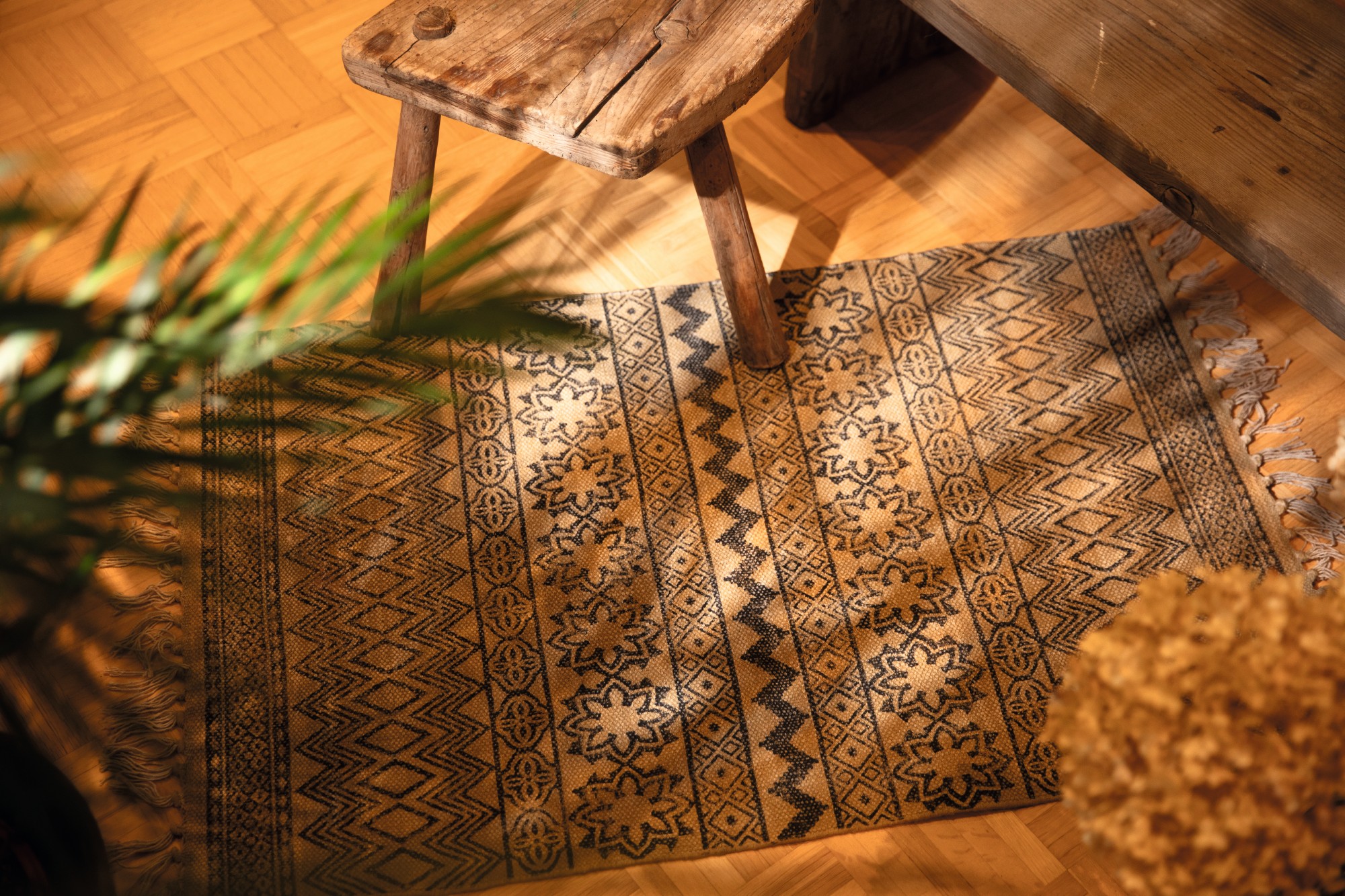 Mini-Rug 'Shiva', handbedruckt, T 60 cm, B 90 cm von fischer's lagerhaus