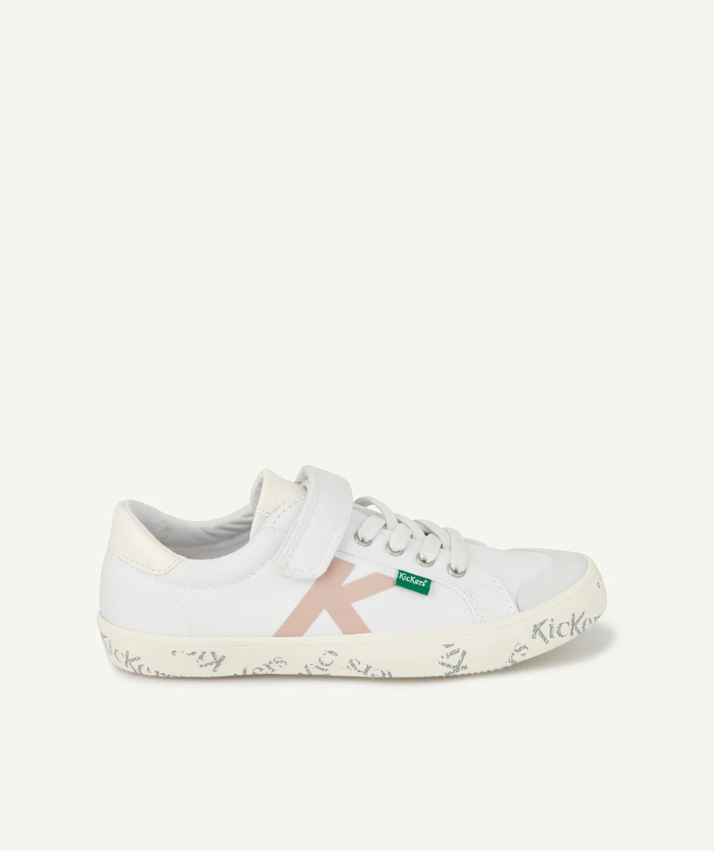 KICKERSBASKETS BLANCHES AVEC DÉTAIL ROSE FILLE