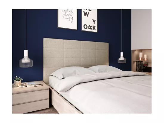Tête de lit en tissu WILLY - Beige, Largeur - 160 cm