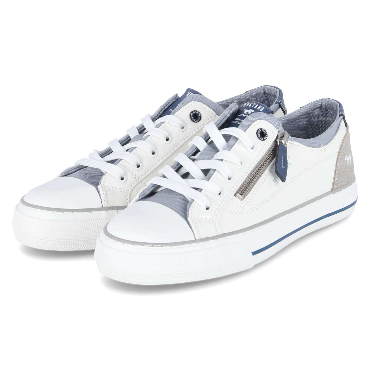 Mustang Low Sneaker - weiss/hellblau
