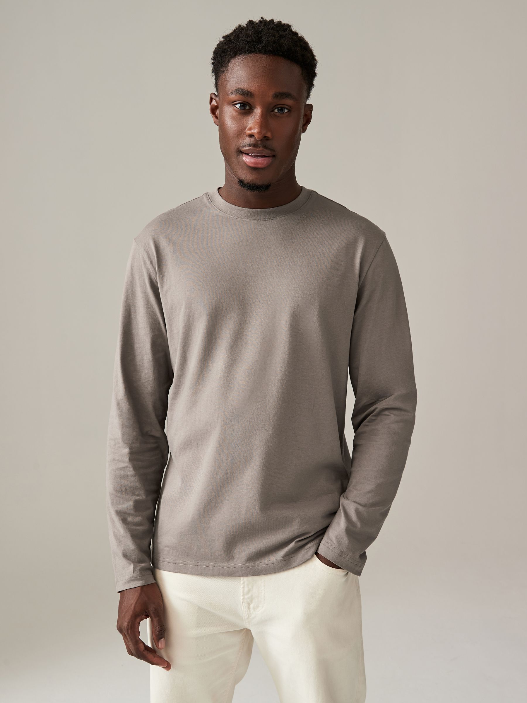 Blauw/grijs/neutraal - Normale Pasvorm - verpakking van 5 regular-fit T-shirts met lange mouwen van 100% katoen