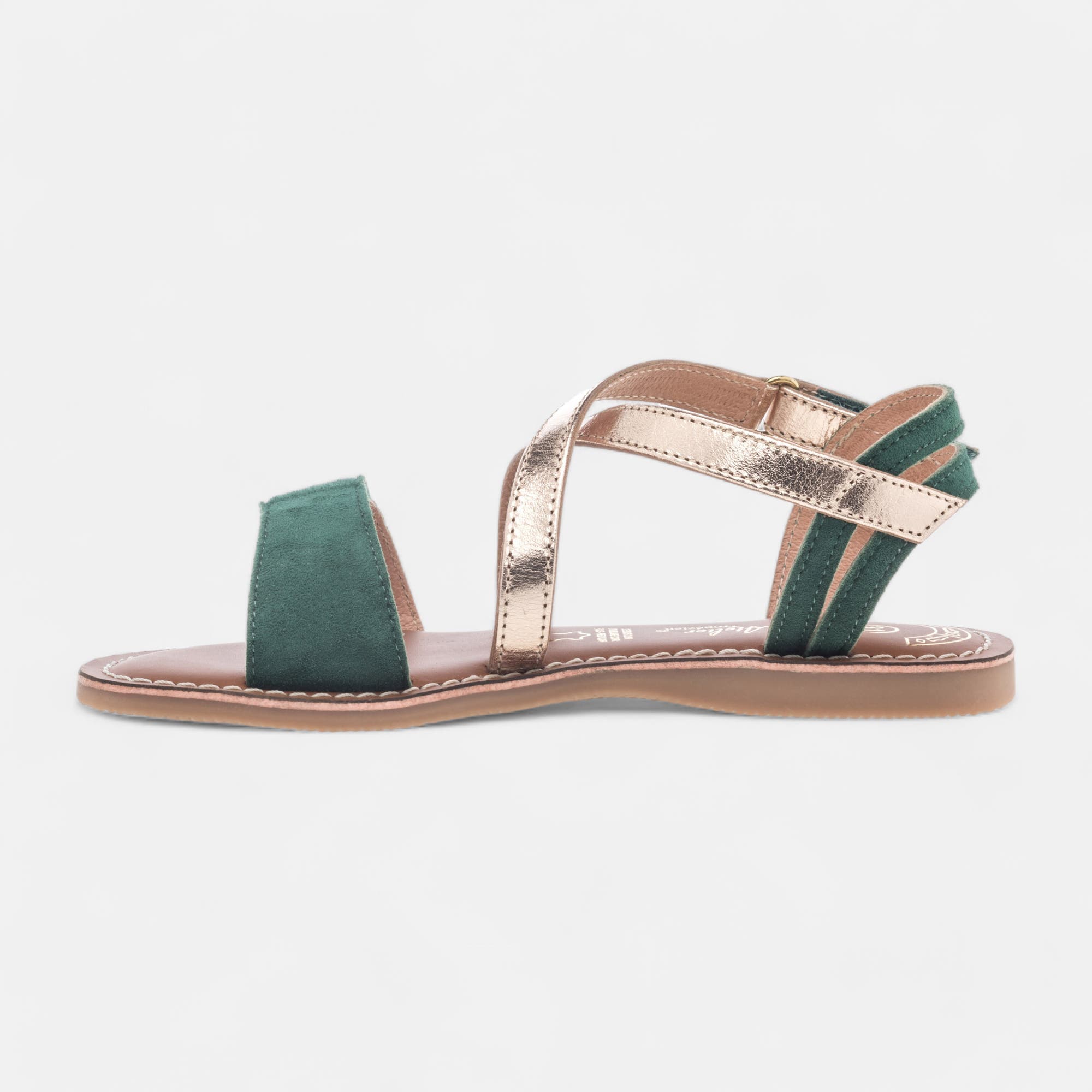 Nu-pieds Fille en cuir vert