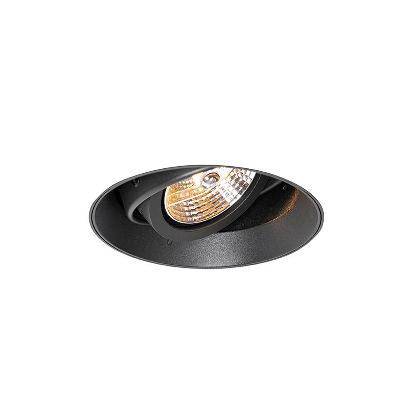 Set van 6 Moderne inbouwspot zwart GU10 AR70 rond trimless - Oneon
