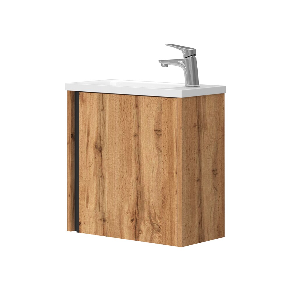 Vicco Waschbecken mit Unterschrank Kleo, 50 cm, Waschtisch mit Tür, Eiche Wandmontage