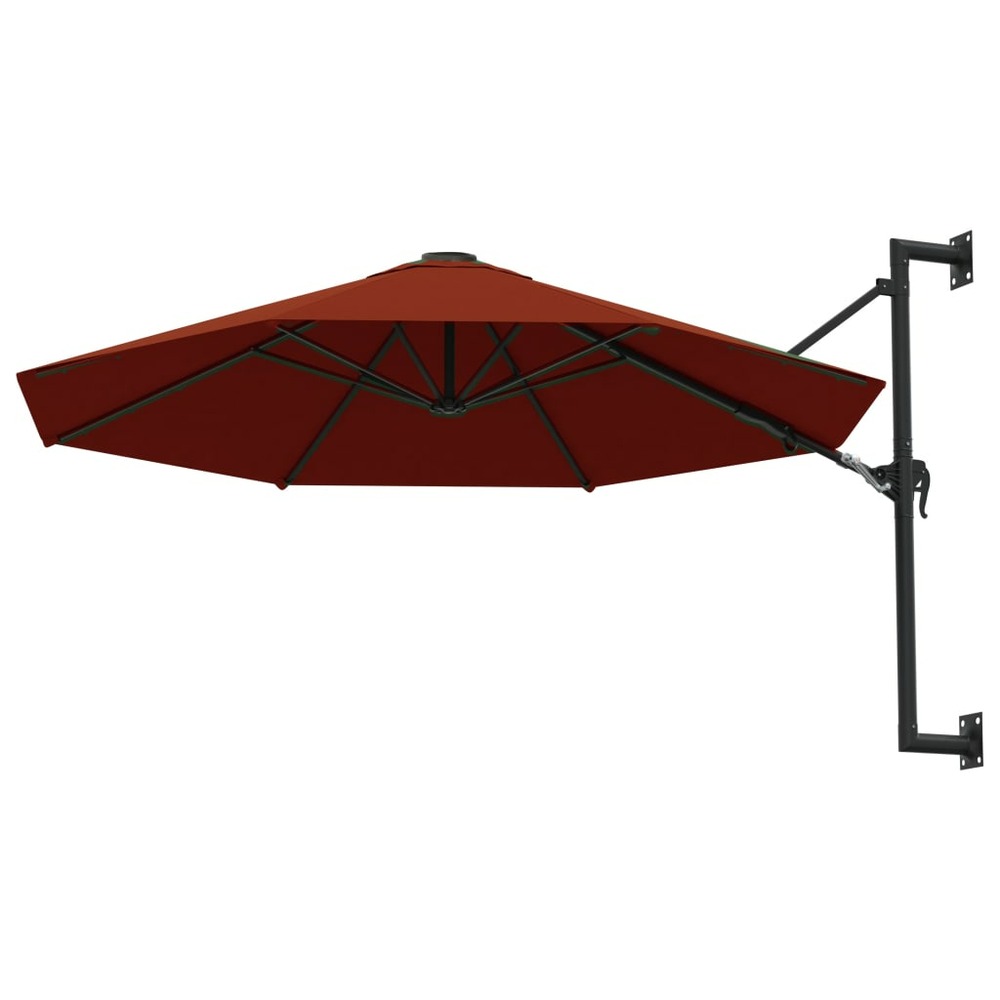Parasol mural avec mât en métal 300 cm orange