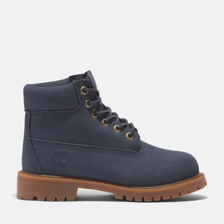 Bottine 6-inch imperméable à lacets Timberland Premium junior en bleu foncé