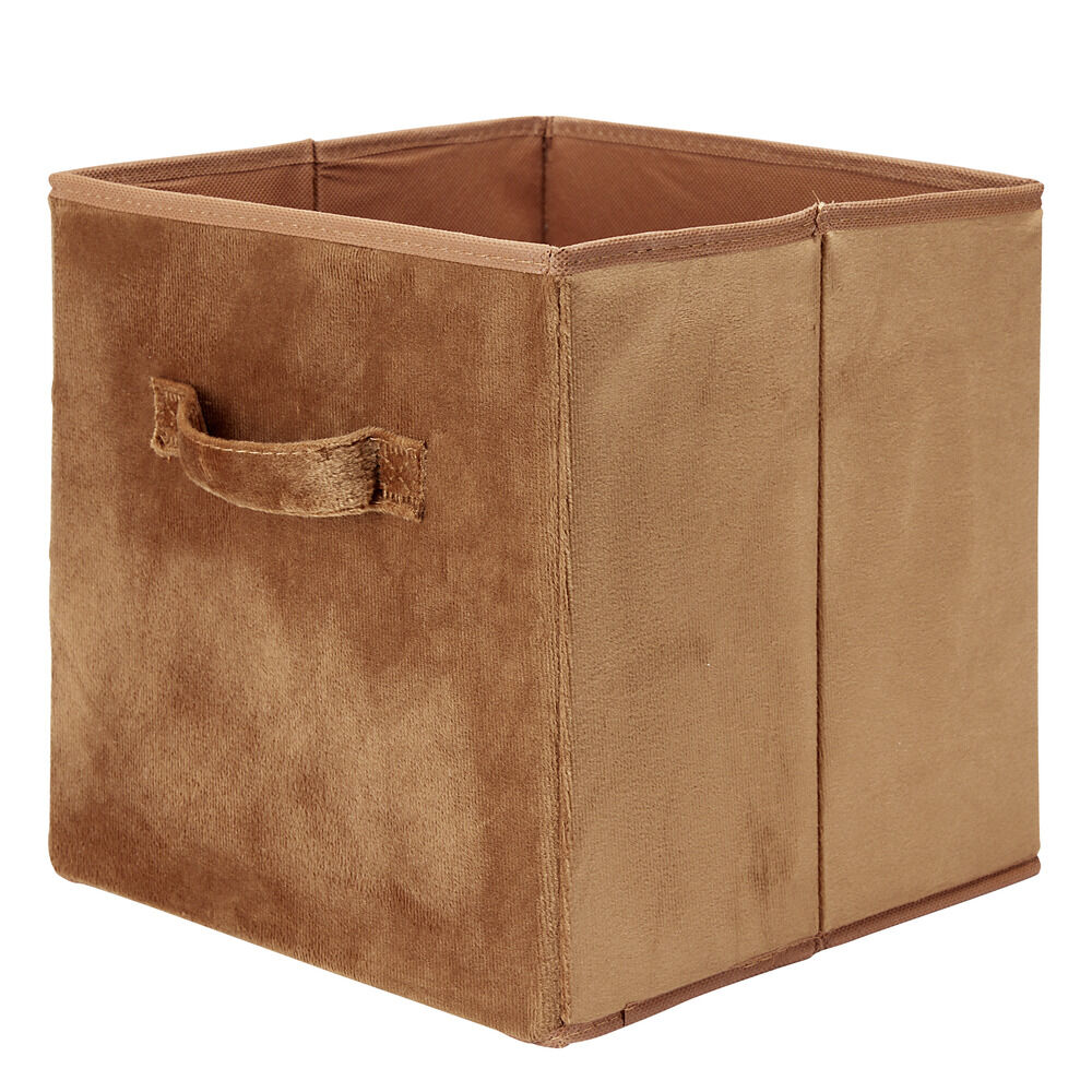Panière de rangement pliable tissu velours vert 27x27xH27cm