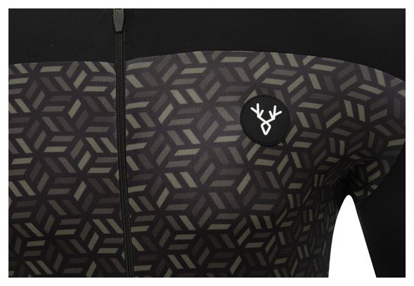Maillot Manches Courtes LeBram Croix de Fer Noir Kaki Coupe Ajustée
